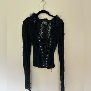 Lip Service Black Lace/ Lace Up Long Sleeve